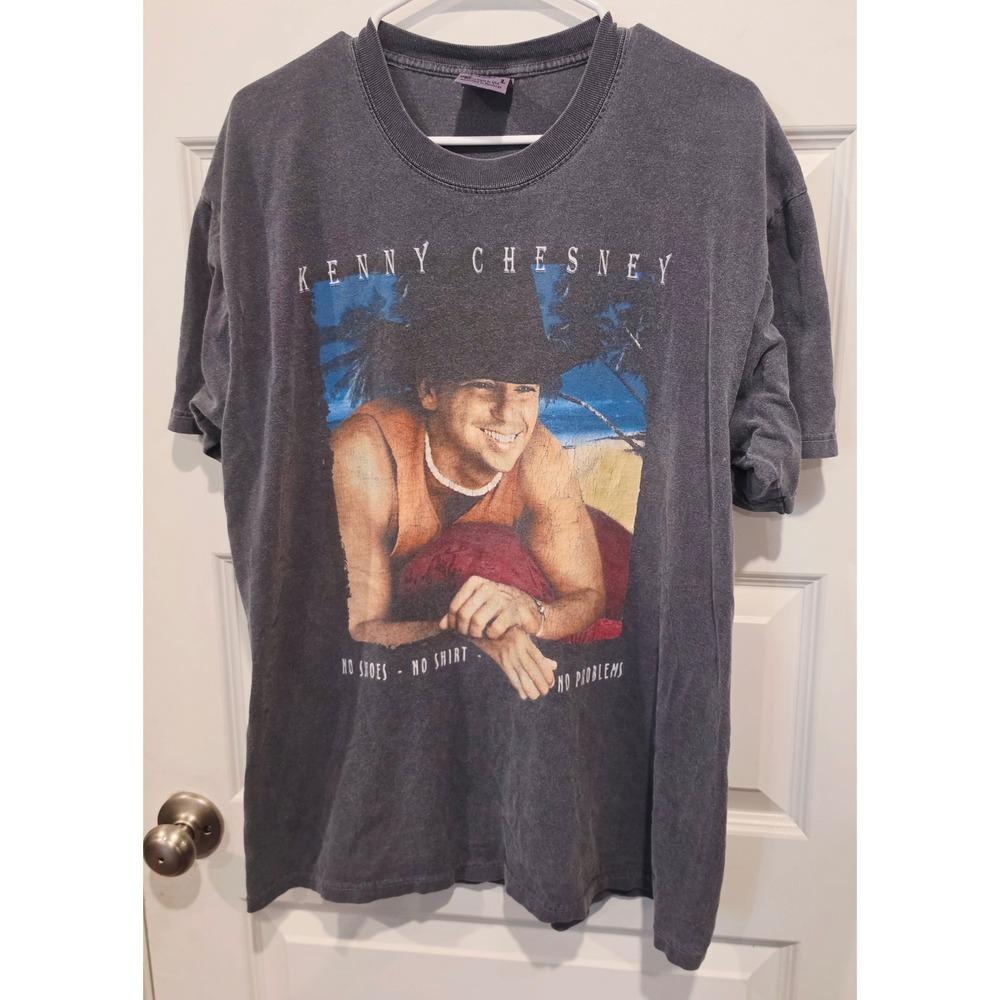 Kenny Chesney T-Shirt Mens L Gray Cotton Vintage 2002 Tour Western Graphic Tee